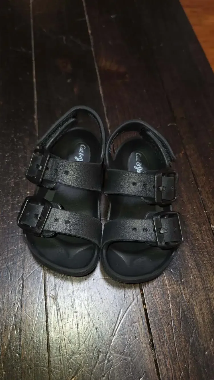 Cat & Jack Black Double Buckle EVA Sandals Toddler Size 5